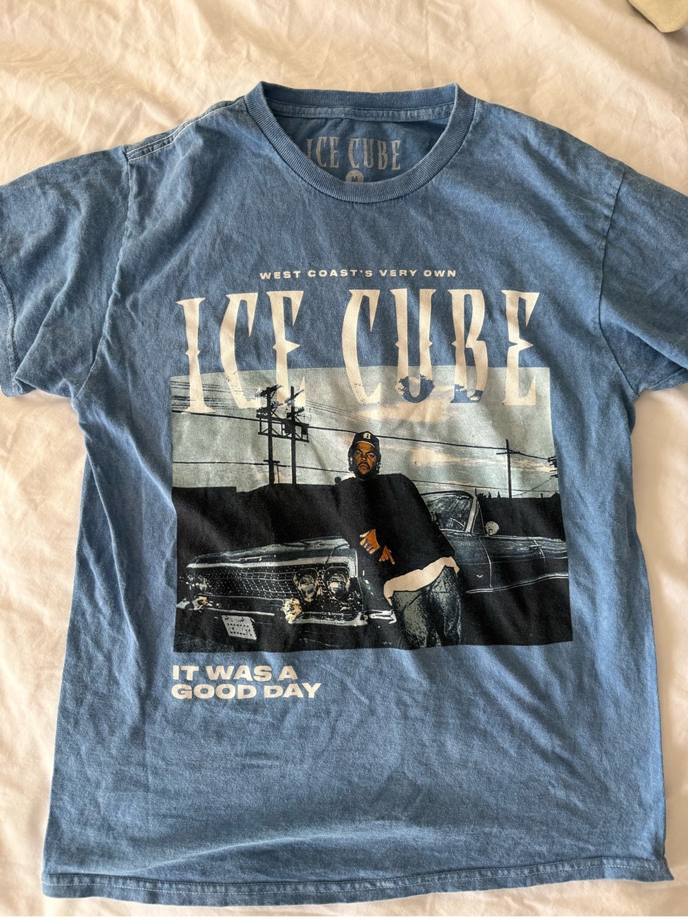 Ice Cube It Was a Good Day Graphic Tee Blue M West Coast Vintage Style